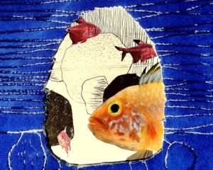 Eine Collage mit Fischen